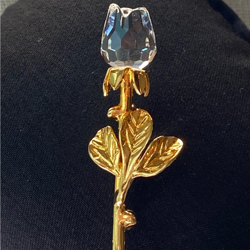 Swarovski Swan Clear Crystal Rose Gold Brooch Pin